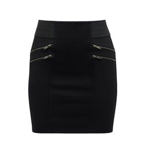 Guess Black Mini Skirt Womens Small Zipper Accents Bandage Bodycon Y2K Clubwear